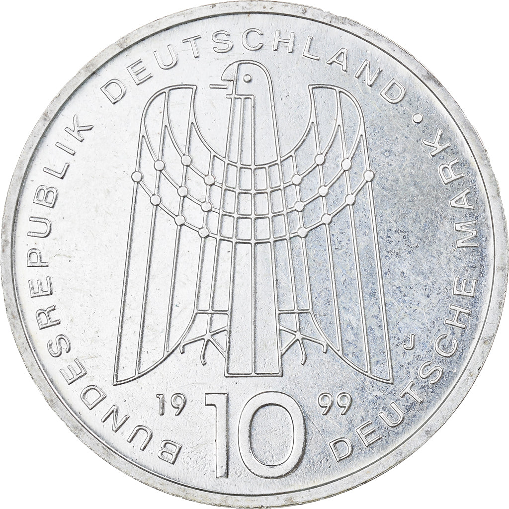 Moneta, GERMANIA - REPUBBLICA FEDERALE, 10 Mark, 1999, Hamburg, SPL, Argento