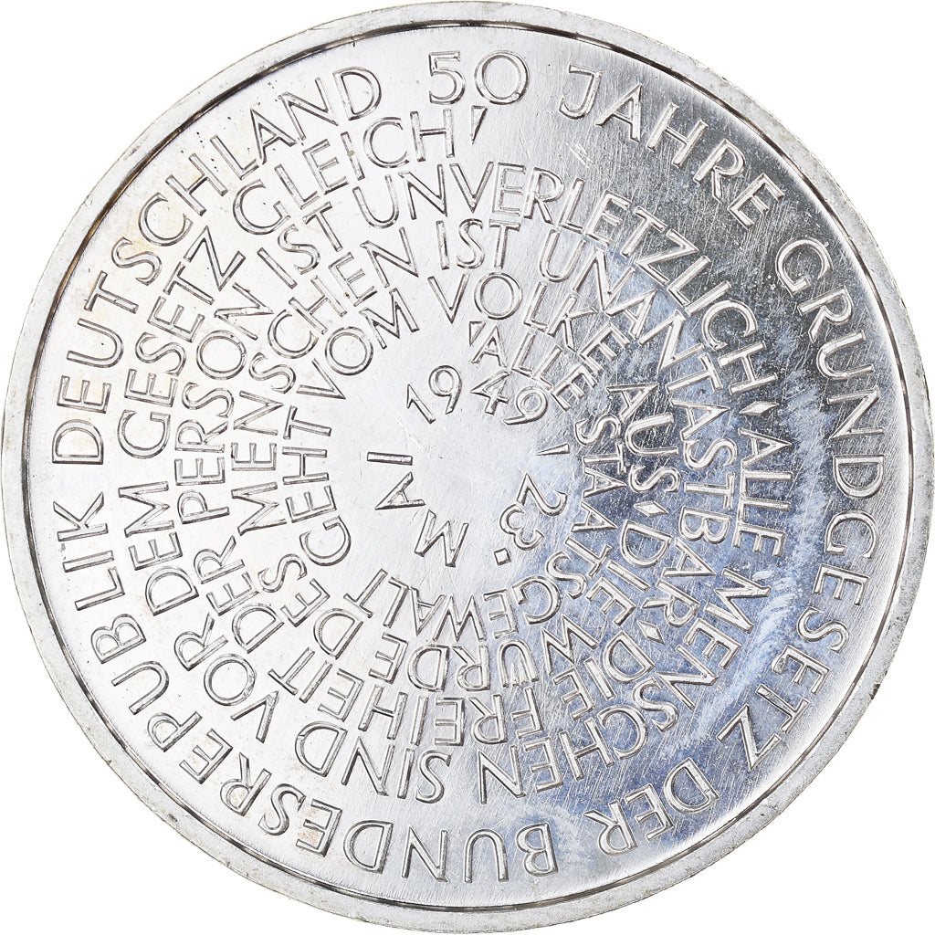 Coin, GERMANY - FEDERAL REPUBLIC, 10 Mark, 1999, Munich, MS(60-62), Silver