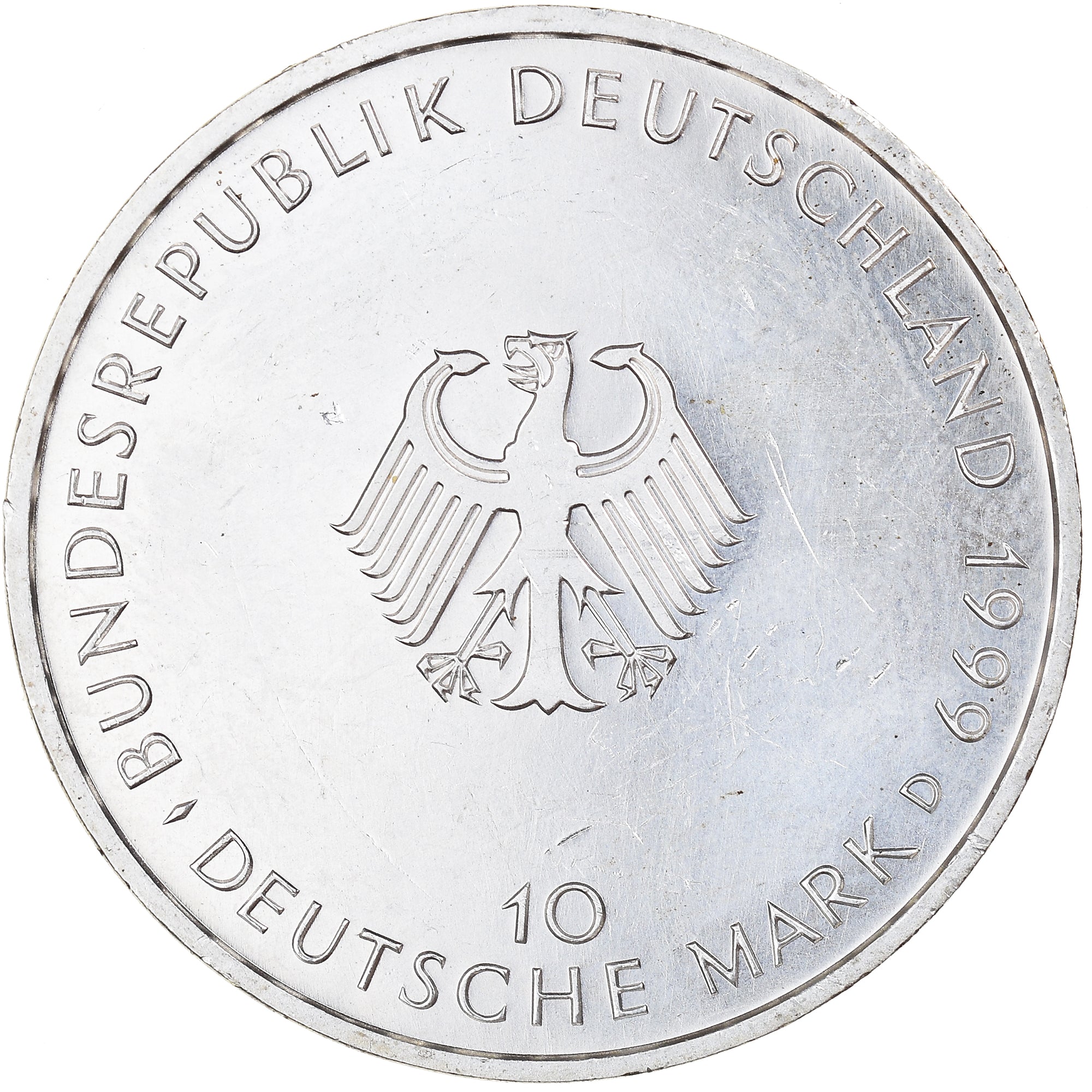Coin, GERMANY - FEDERAL REPUBLIC, 10 Mark, 1999, Munich, MS(60-62), Silver