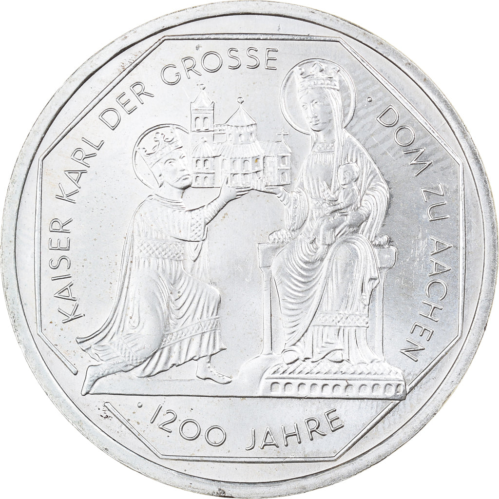 Coin, GERMANY - FEDERAL REPUBLIC, 10 Mark, 2000, Karlsruhe, MS(63), Silver