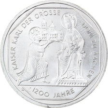 Coin, GERMANY - FEDERAL REPUBLIC, 10 Mark, 2000, Karlsruhe, MS(63), Silver