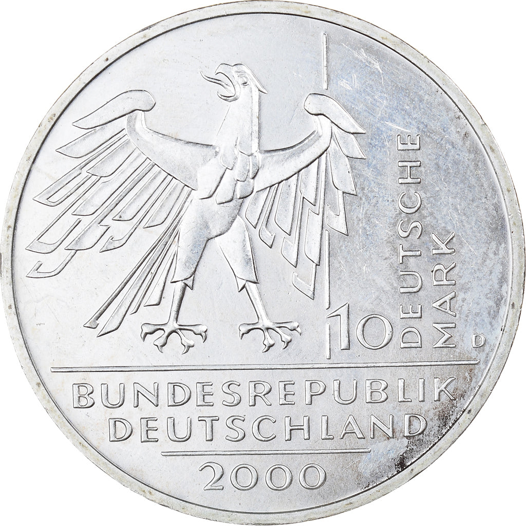 Coin, GERMANY - FEDERAL REPUBLIC, 10 Mark, 2000, Munich, MS(60-62), Silver