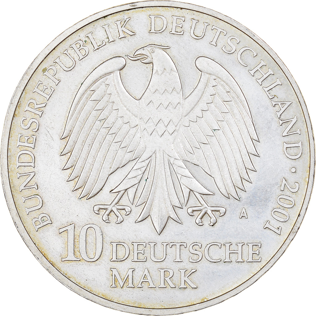 Coin, GERMANY - FEDERAL REPUBLIC, 10 Mark, 2001, Berlin, MS(63), Silver, KM:204