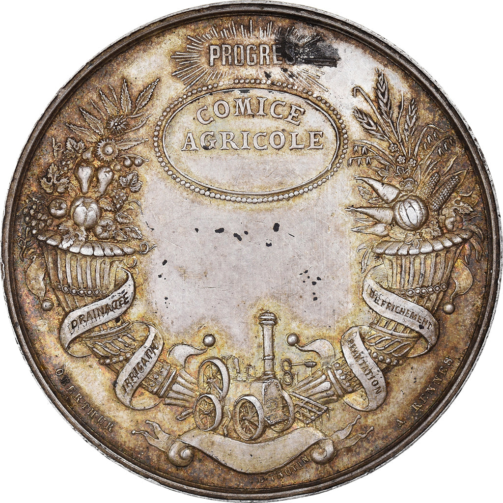 France, Token, comité agricole, Napoléon III, Caqué, AU(55-58), Silver