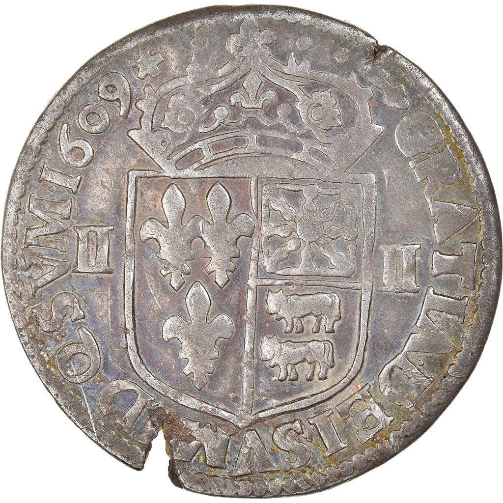 Münze, Frankreich, Henri IV, 1/4 Ecu de Béarn, 1609, Morlaas, SS, Silber