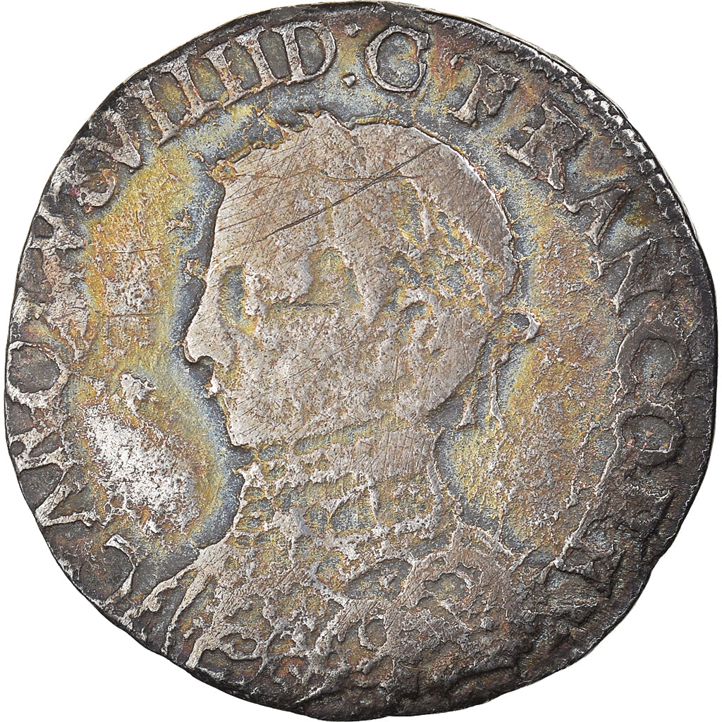 Moneda, Francia, Charles IX, Demi Teston, 1562, La Rochelle, BC+, Plata