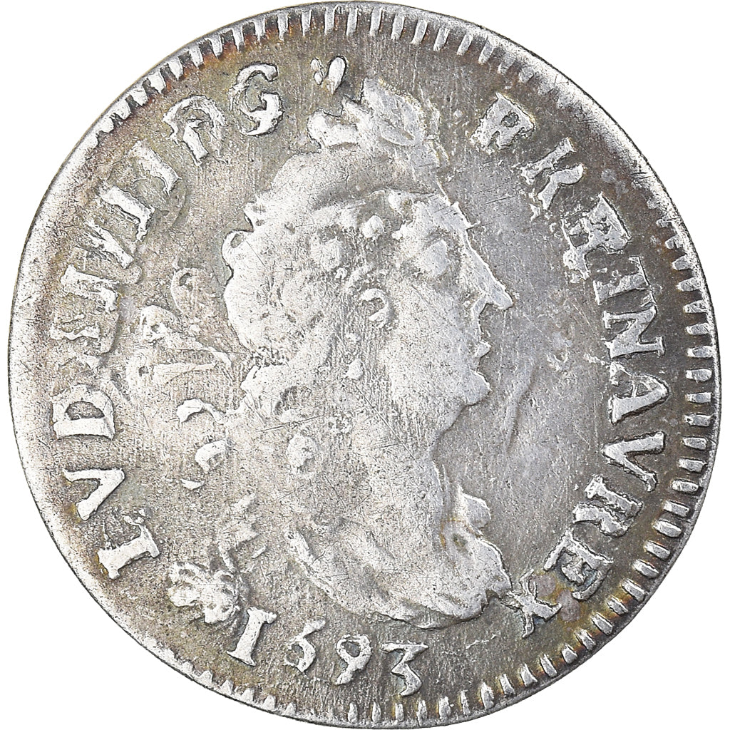 Coin, France, Louis XIV, 4 Sols aux 2 L, 4 Sols 2 Deniers, 1693, Rennes