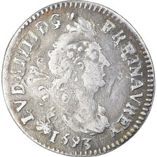 Coin, France, Louis XIV, 4 Sols aux 2 L, 4 Sols 2 Deniers, 1693, Rennes
