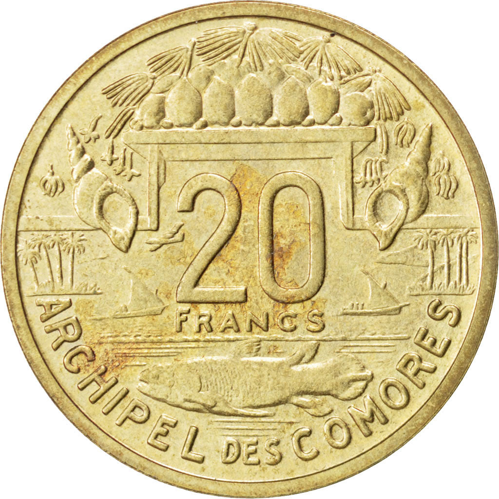 Coin, Comoros, 20 Francs, 1964, Paris, AU(55-58), Aluminium-Bronze, KM:E5