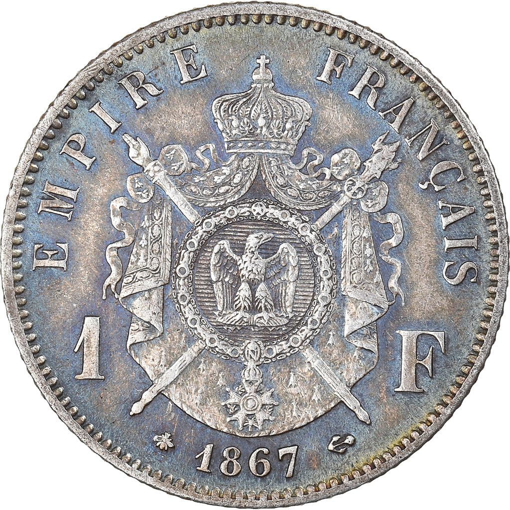 Monnaie, France, Napoleon III, Franc, 1867, Paris, TTB+, Argent, Gadoury:463