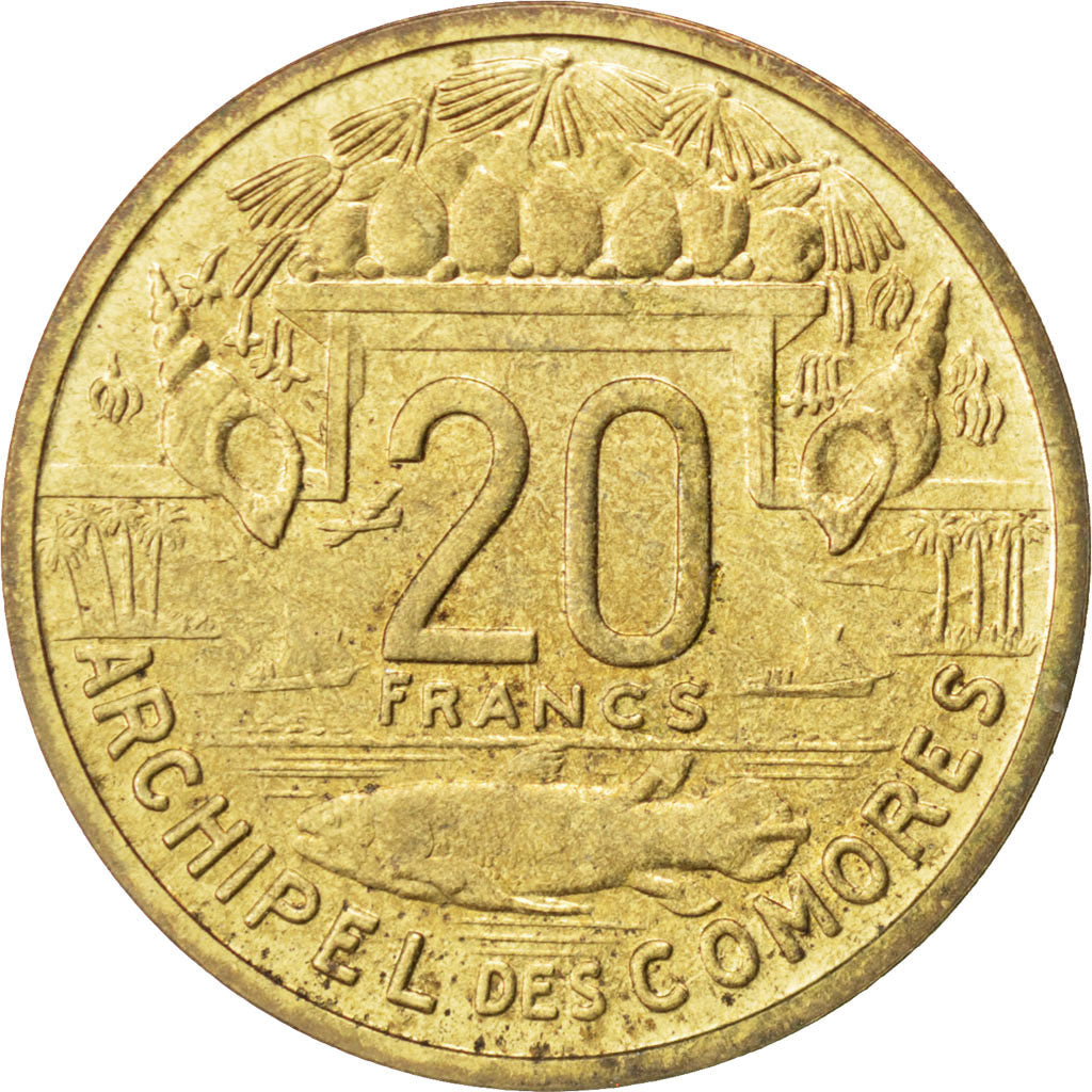Coin, Comoros, 20 Francs, 1964, Paris, AU(55-58), Aluminium-Bronze, KM:E5