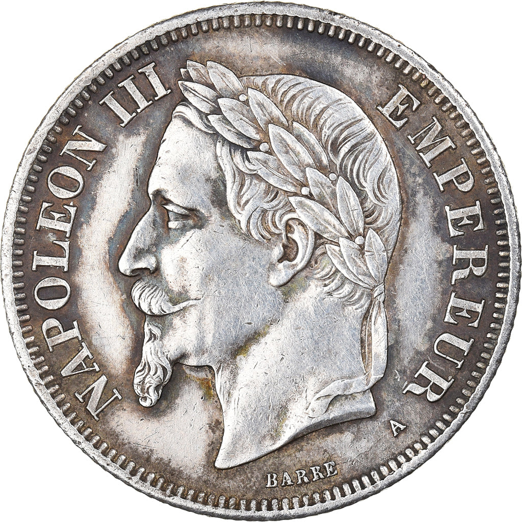 Munten, Frankrijk, Napoleon III, 2 Francs, 1869, Paris, ZF+, Zilver, KM:807.1