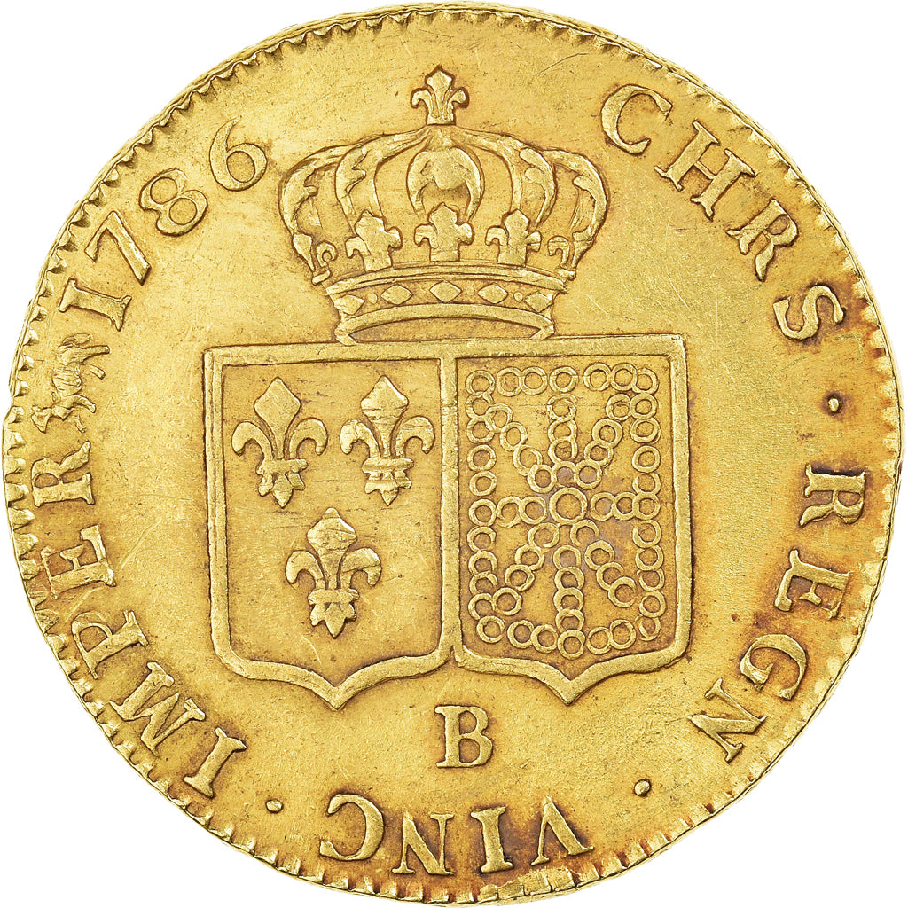 Moneta, Francia, Louis XVI, 2 Louis D'or, 1786, Rouen, BB+, Oro, KM:592.3