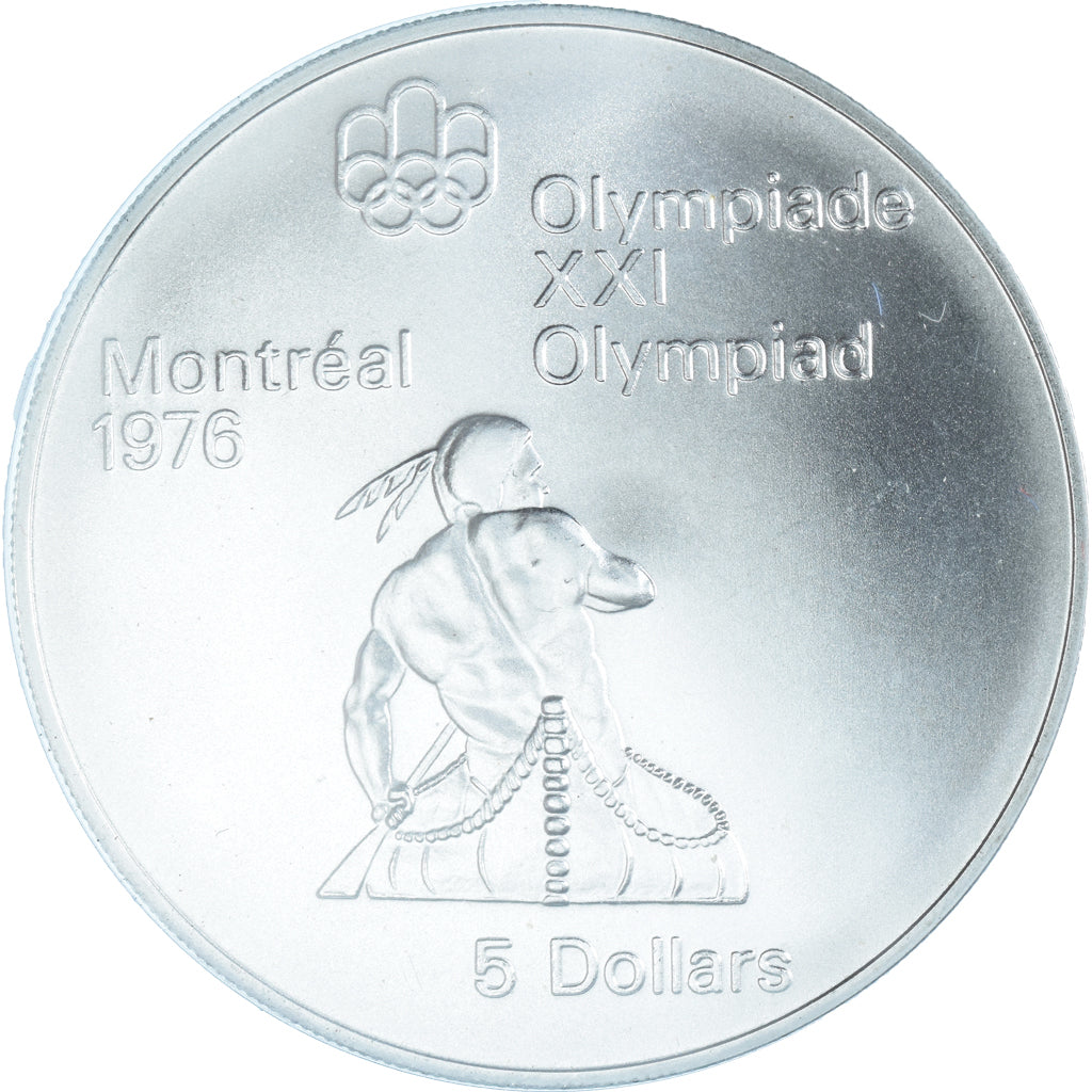 Coin, Canada, Elizabeth II, Canoeing, 5 Dollars, 1974, MS(65-70), Silver, KM:92