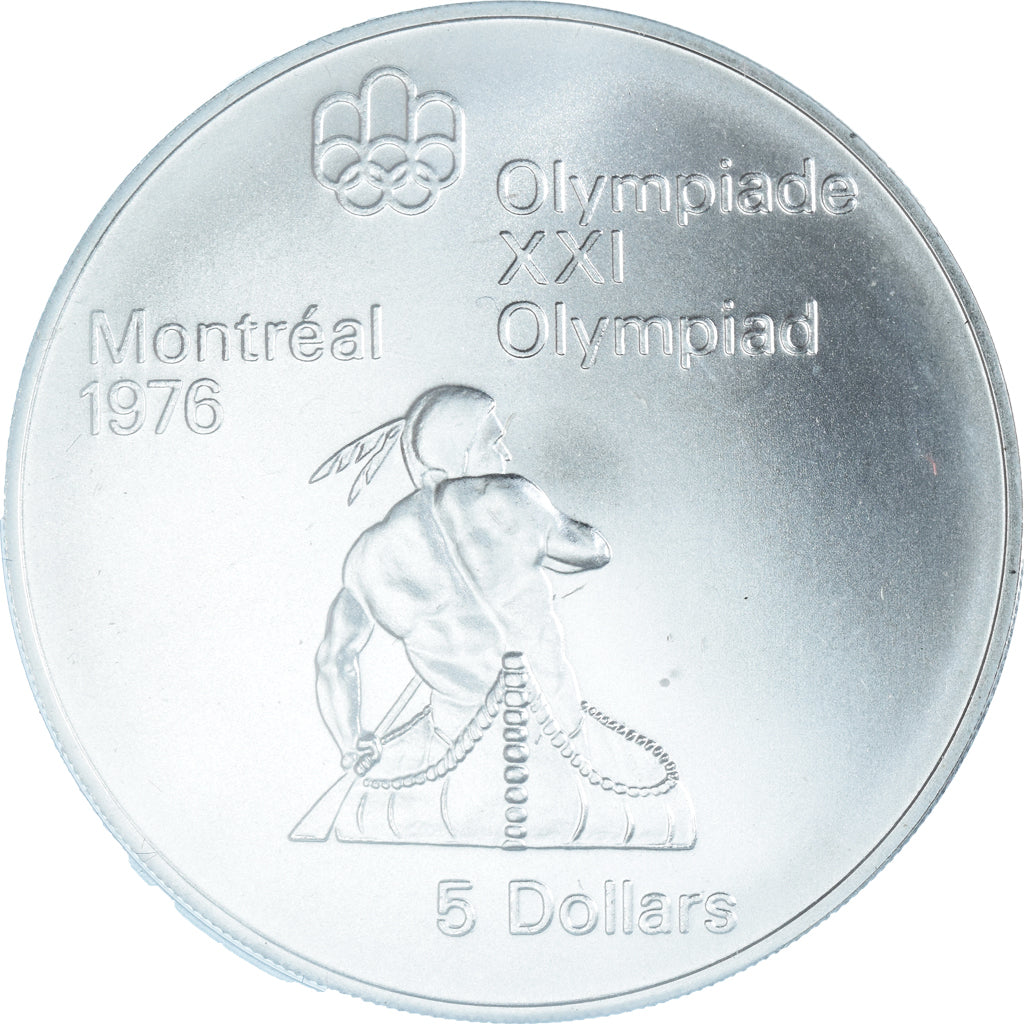 Coin, Canada, Elizabeth II, Canoeing, 5 Dollars, 1974, MS(65-70), Silver, KM:92