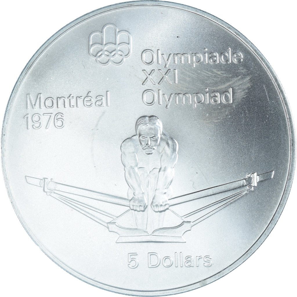 Coin, Canada, Elizabeth II, Rowing, 5 Dollars, 1974, MS(65-70), Silver, KM:91