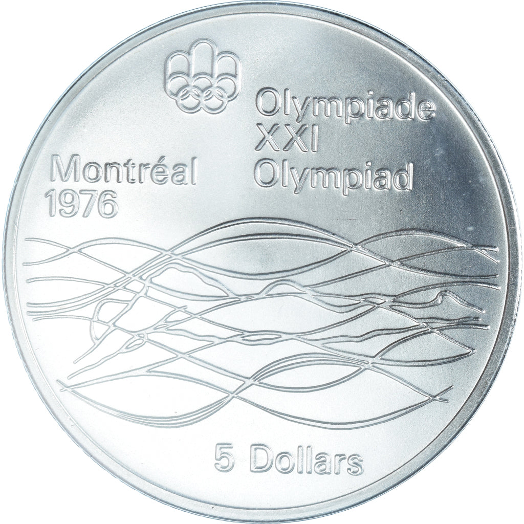 Coin, Canada, Elizabeth II, Swimming, 5 Dollars, 1975, MS(65-70), Silver, KM:100