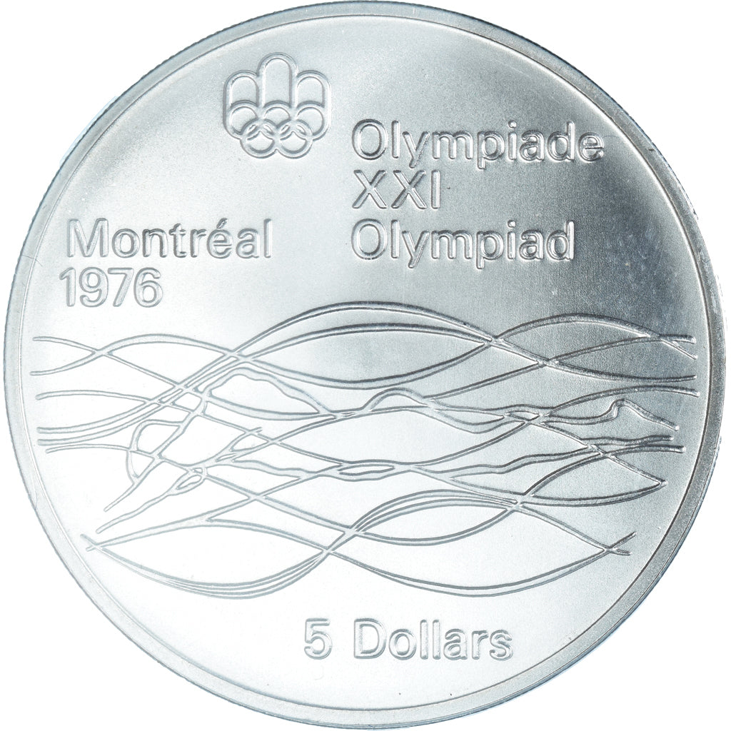 Coin, Canada, Elizabeth II, Swimming, 5 Dollars, 1975, MS(65-70), Silver, KM:100