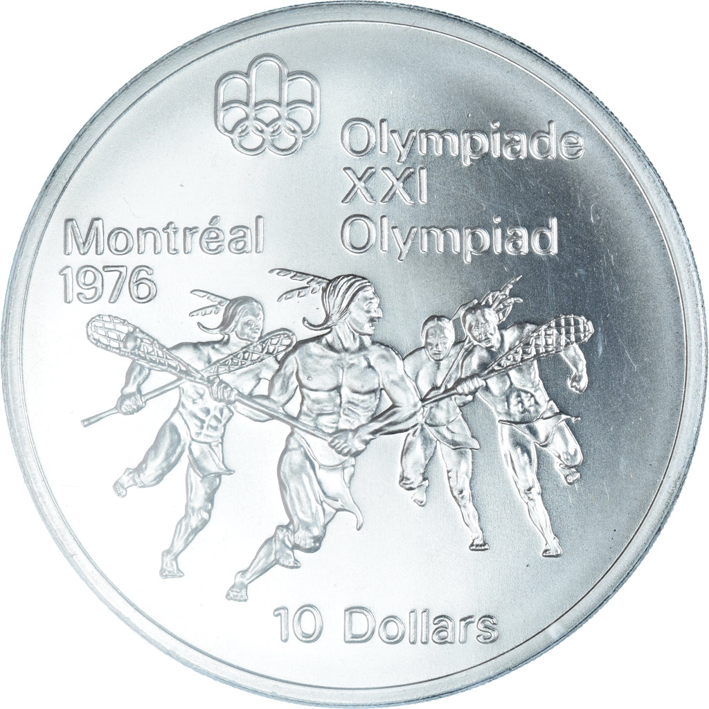 Coin, Canada, Elizabeth II, Lacrosse, 10 Dollars, 1974, MS(65-70), Silver, KM:96
