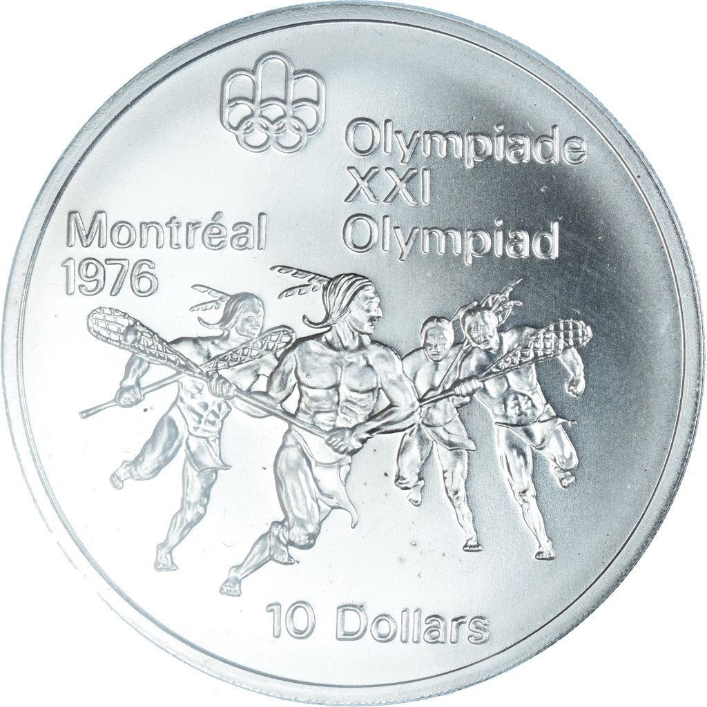 Coin, Canada, Elizabeth II, Lacrosse, 10 Dollars, 1974, MS(65-70), Silver, KM:96