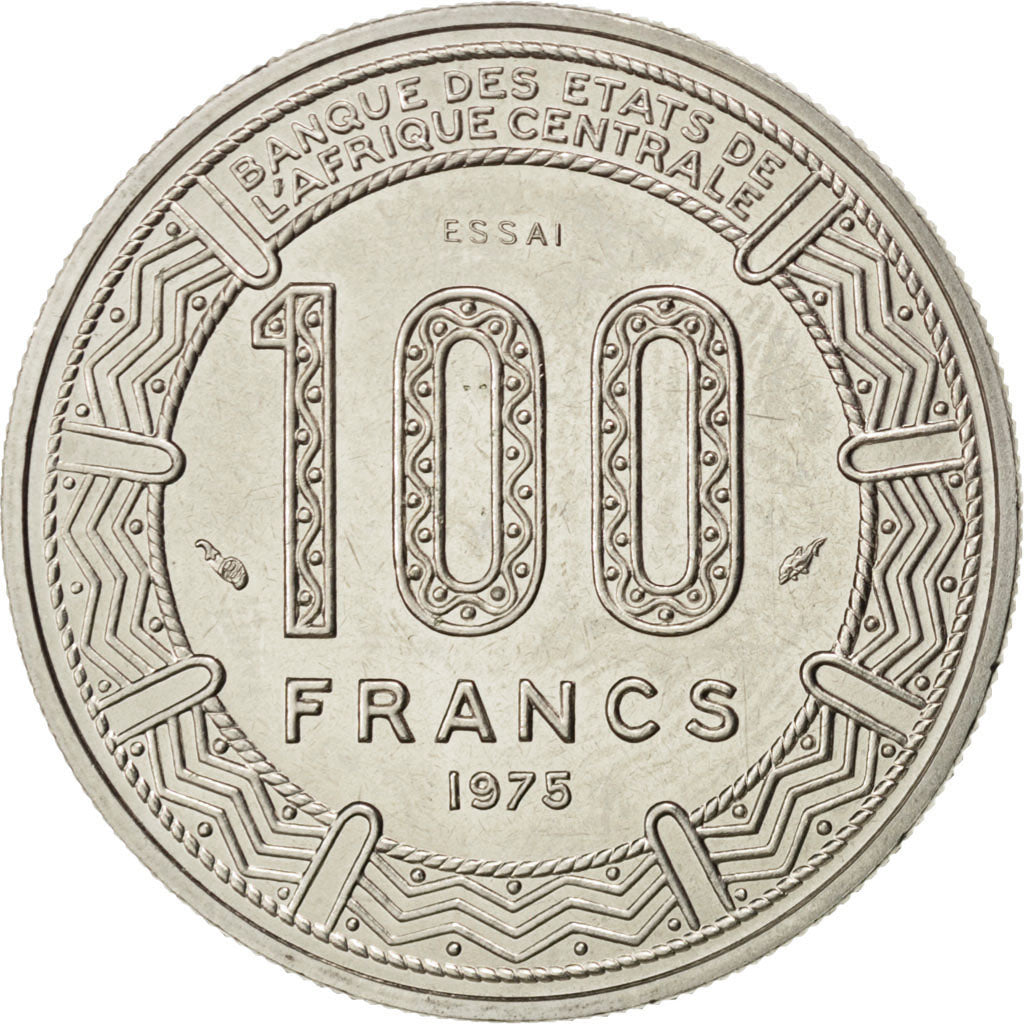 GABON, 100 Francs, 1975, Paris, KM #E6, MS(63), Nickel, 7.07
