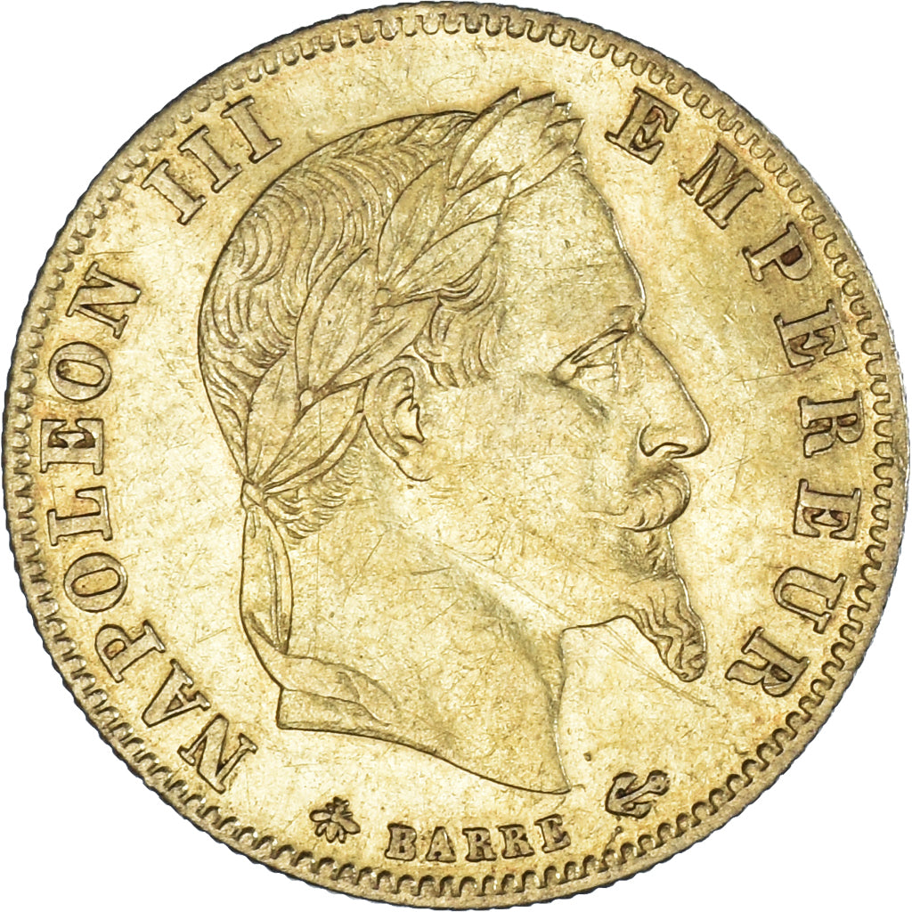 Moneda, Francia, Napoleon III, 5 Francs, 1866, Paris, MBC+, Oro, KM:803.1