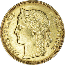 Moneta, Szwajcaria, 20 Francs, 1895, Bern, EF(40-45), Złoto, KM:31.3