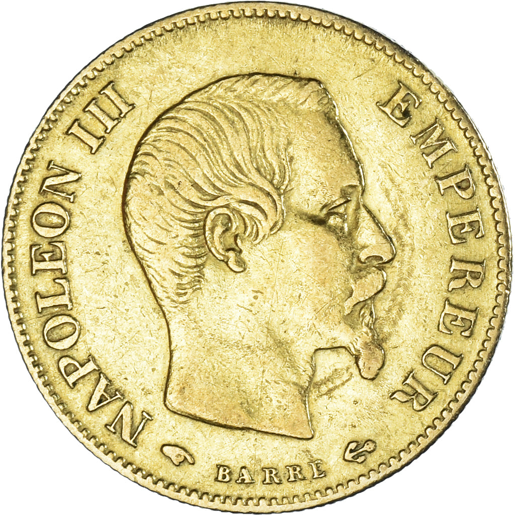 Moneda, Francia, Napoleon III, 10 Francs, 1860, Paris, MBC, Oro, KM:784.3