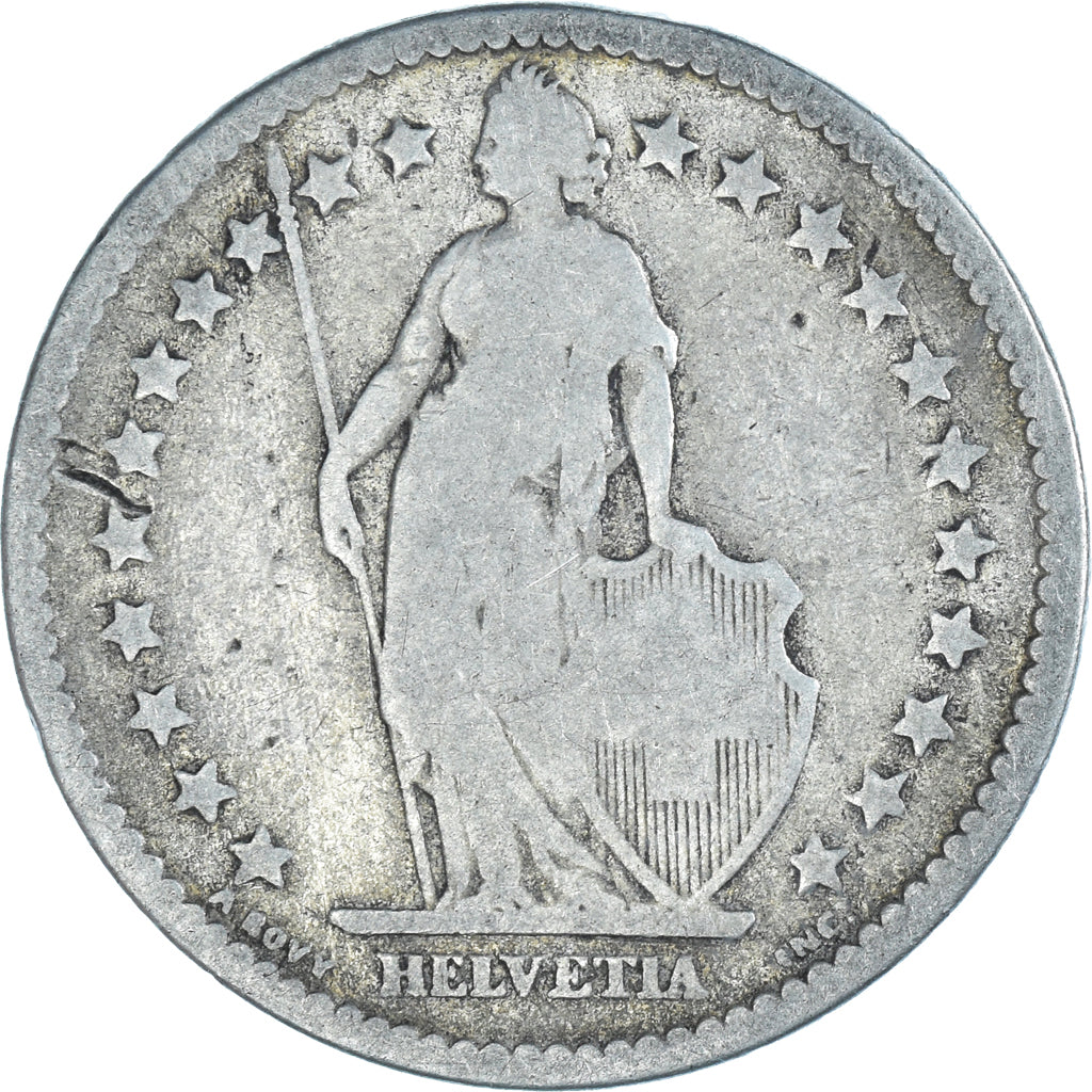 Coin, Switzerland, 2 Francs, 1875, Bern, F(12-15), Silver, KM:21