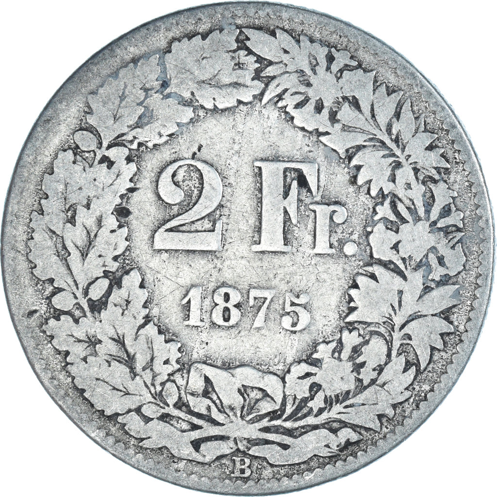Coin, Switzerland, 2 Francs, 1875, Bern, F(12-15), Silver, KM:21
