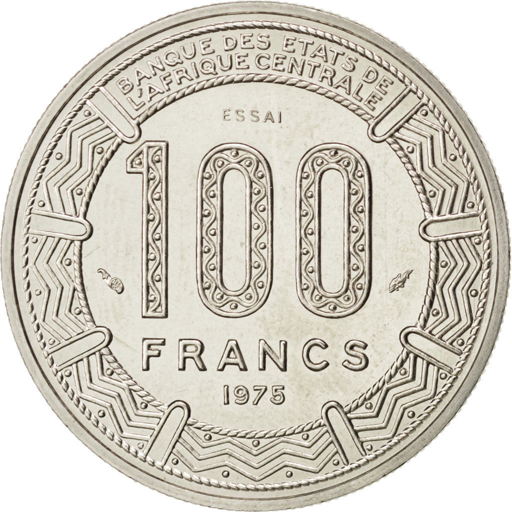 GABON, 100 Francs, 1975, Paris, KM #E6, MS(63), Nickel, 7.00