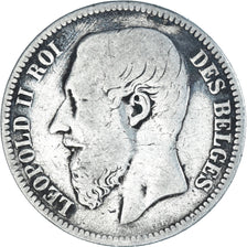 Coin, Belgium, Leopold II, 2 Francs, 2 Frank, 1866, F(12-15), Silver, KM:30.1