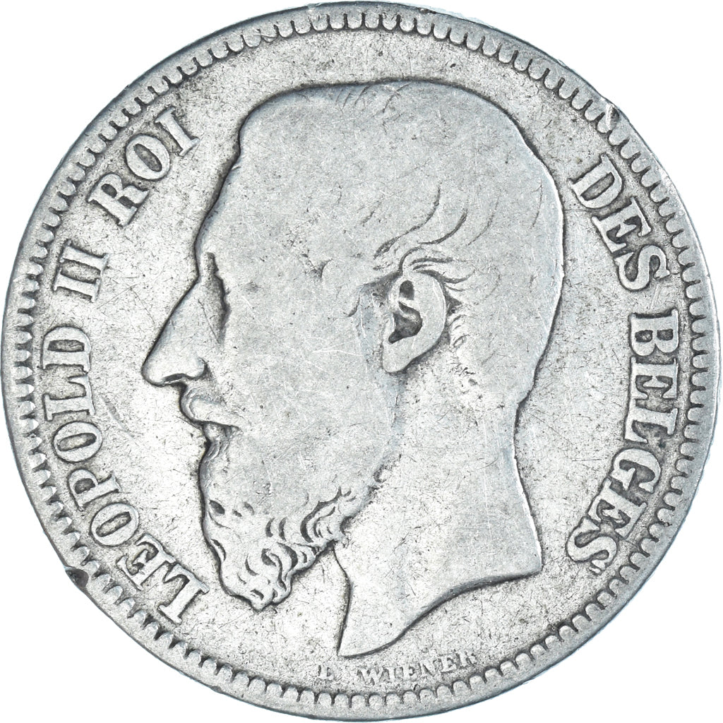 Coin, Belgium, Leopold II, 2 Francs, 2 Frank, 1867, Brussels, F(12-15), Silver