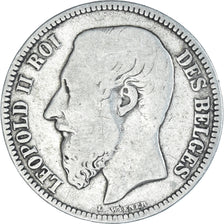 Coin, Belgium, Leopold II, 2 Francs, 2 Frank, 1867, Brussels, F(12-15), Silver