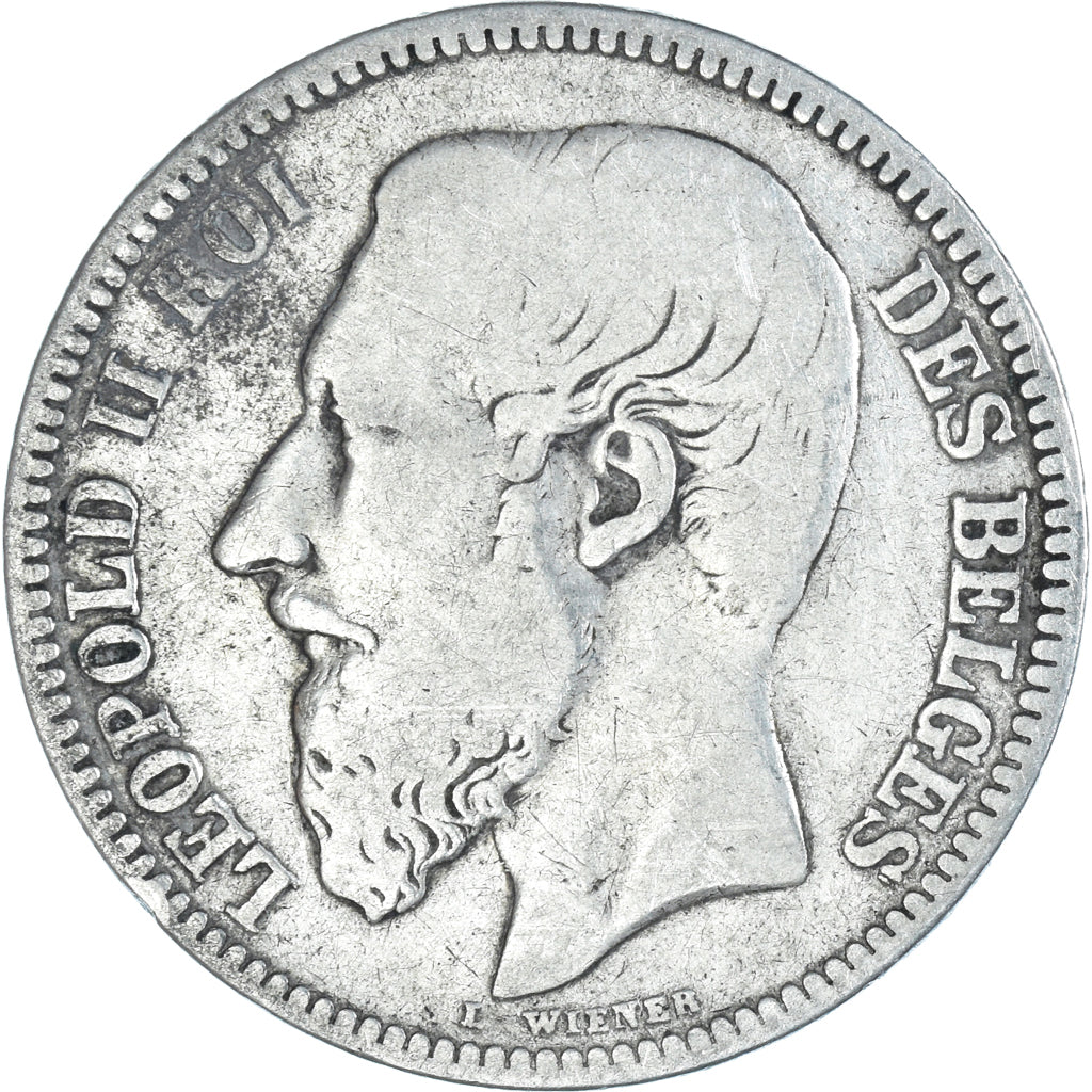 Coin, Belgium, Leopold II, 2 Francs, 2 Frank, 1867, Brussels, F(12-15), Silver