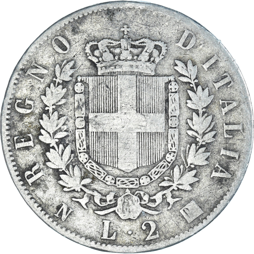 Monnaie, Italie, Vittorio Emanuele II, 2 Lire, 1863, Naples, TB, Argent, KM:6a.1