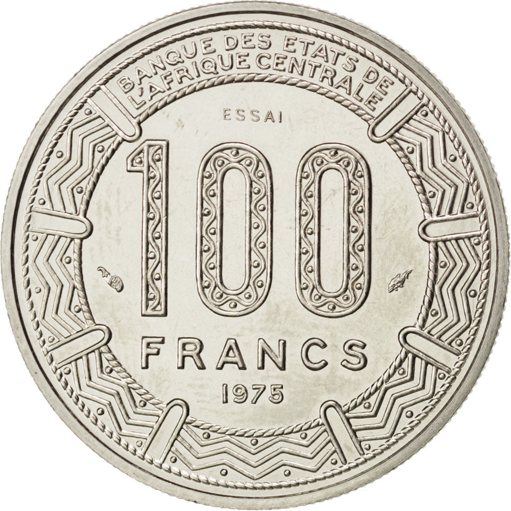 GABON, 100 Francs, 1975, Paris, KM #E6, MS(63), Nickel, 6.98