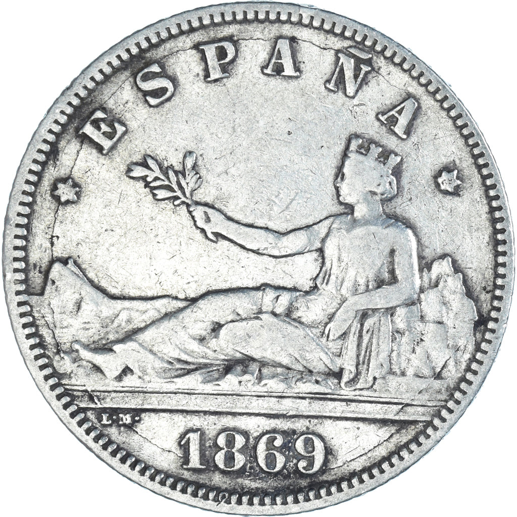 Coin, Spain, Provisional Government, 2 Pesetas, 1869, Madrid, VF(20-25), Silver