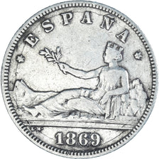 Coin, Spain, Provisional Government, 2 Pesetas, 1869, Madrid, VF(20-25), Silver