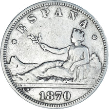 Coin, Spain, Provisional Government, 2 Pesetas, 1870 (73), Madrid, VF(20-25)