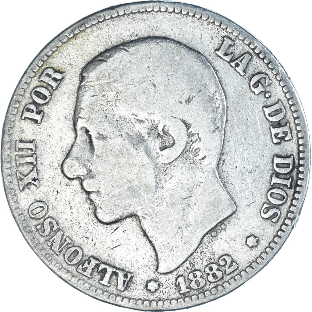 Coin, Spain, Alfonso XII, 2 Pesetas, 1882, Madrid, VF(20-25), Silver, KM:678.2