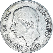 Coin, Spain, Alfonso XII, 2 Pesetas, 1882, Madrid, VF(20-25), Silver, KM:678.2