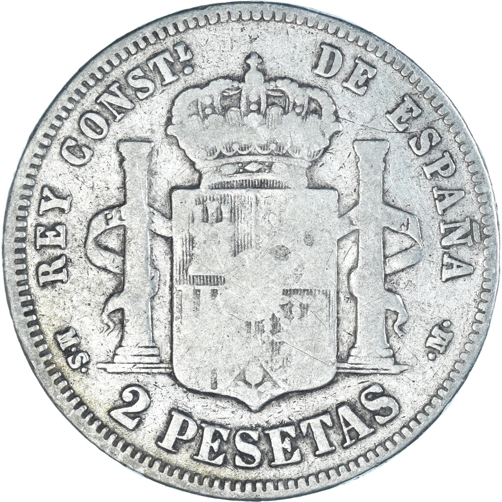 Coin, Spain, Alfonso XII, 2 Pesetas, 1882, Madrid, VF(20-25), Silver, KM:678.2