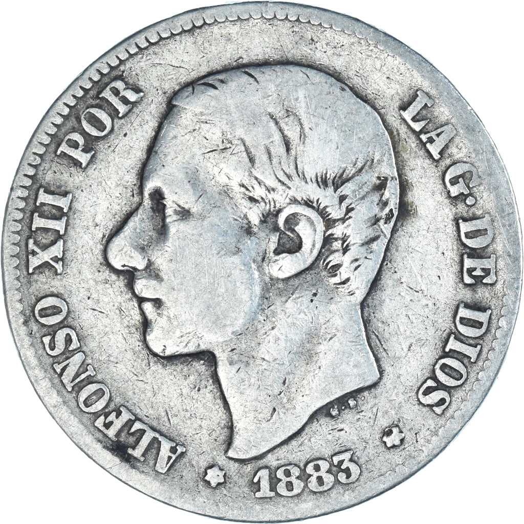 Monnaie, Espagne, Alfonso XII, 2 Pesetas, 1883, Madrid, TB, Argent, KM:678.2