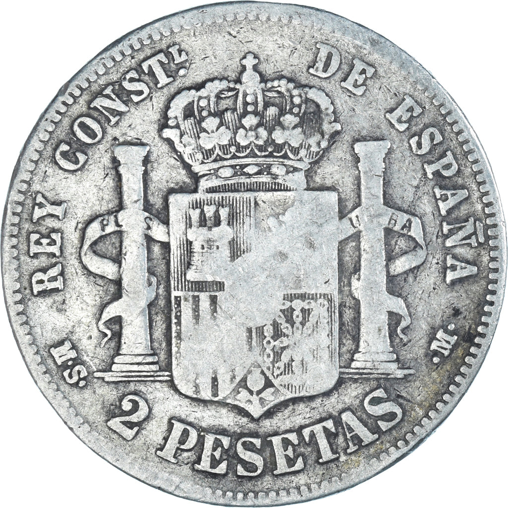 Monnaie, Espagne, Alfonso XII, 2 Pesetas, 1883, Madrid, TB, Argent, KM:678.2