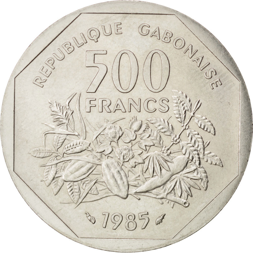 GABON, 500 Francs, 1985, Paris, KM #E7, MS(63), Cupro-nickel, 10.94