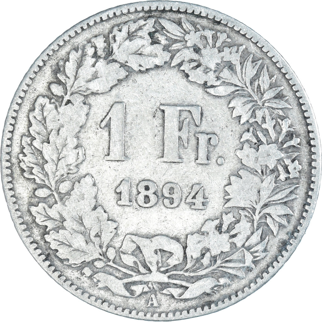 Coin, Switzerland, Franc, 1894, Paris, VF(20-25), Silver, KM:24