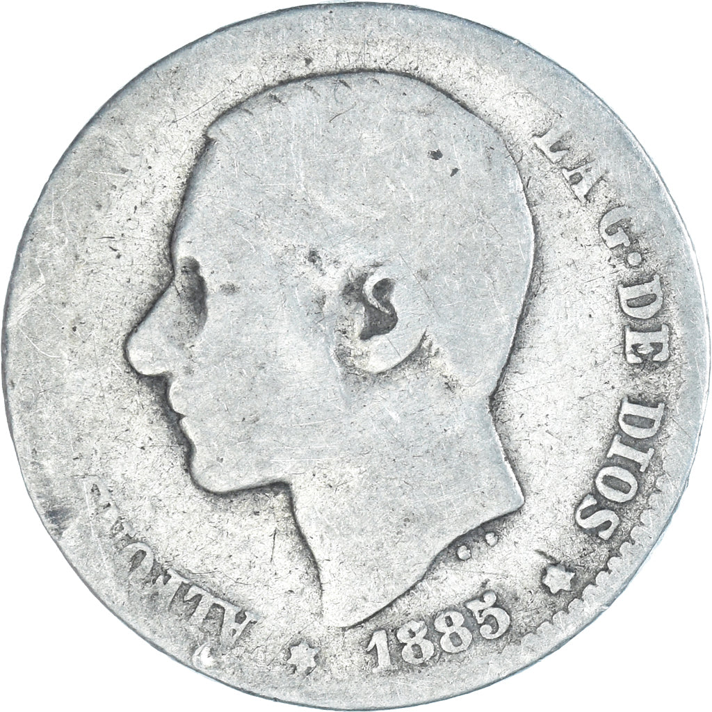 Coin, Spain, Alfonso XII, Peseta, 1885, Madrid, F(12-15), Silver, KM:686