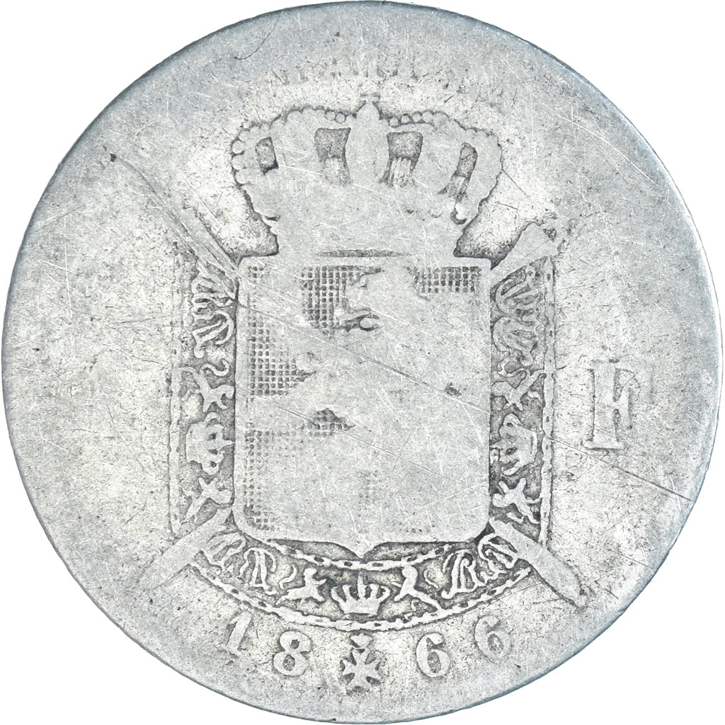 Coin, Belgium, Leopold II, Franc, 1866, F(12-15), Silver, KM:28.1