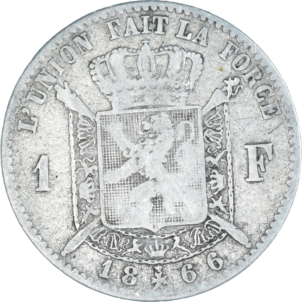 Coin, Belgium, Leopold II, Franc, 1866, F(12-15), Silver, KM:28.1